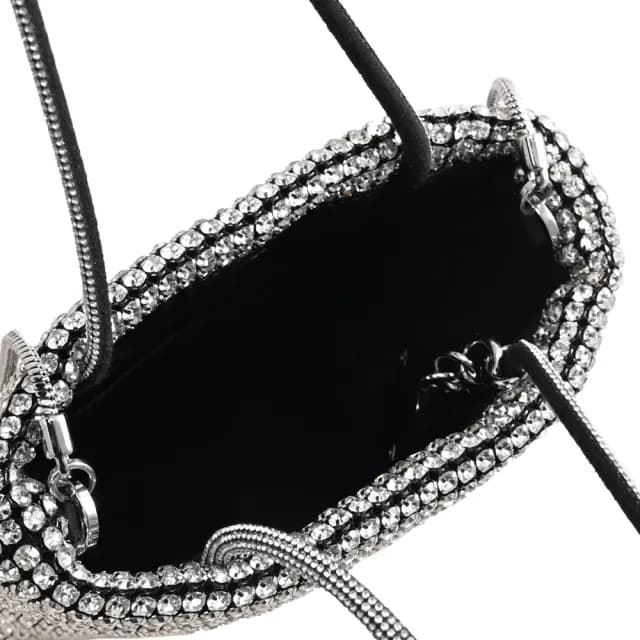 【TORY BURCH】經典雙T吊飾璀璨滿版水鑽迷你手袋包兩用包(銀鑽)