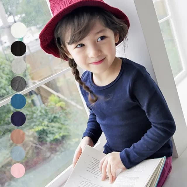 【橘魔法】圓領純色柔軟棉毛 打底衫(內搭衣 內衣 衛生衣 長袖 上衣 中性款 男童 女童 兒童 童裝)