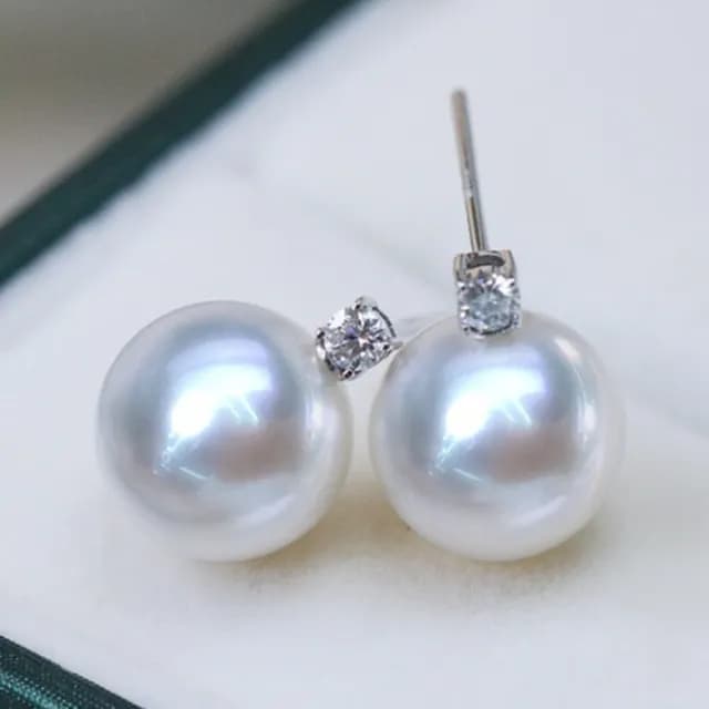 【La Corser】王妃款耳飾 9-9.9mm 南洋澳白珍珠耳環 天然海水珍珠 18K金 鑽石耳釘 優雅百搭