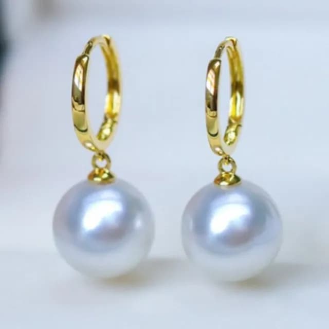 【La Corser】12-13mm 南洋澳白珍珠 天然海水珍珠 耳環 18K金 耳扣設計 正圓珍珠 耳圈 耳飾 優雅百搭