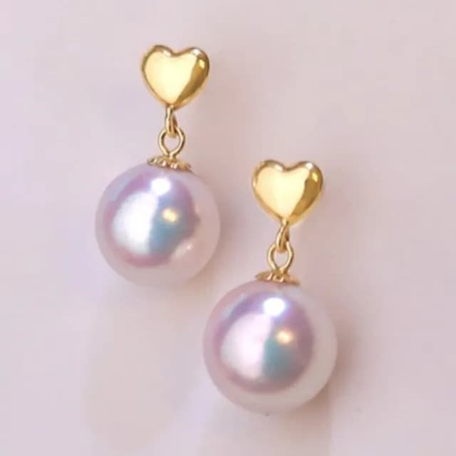【La Corser】18K金 8-8.5mm 日本 Akoya 天然海水珍珠 耳環 耳釘 耳飾 愛心款 小燈泡 優雅百搭