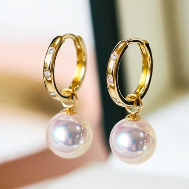 【La Corser】兩戴款 9.5-10mm 日本 Akoya 海水珍珠 耳圈 耳飾 18K金 耳扣 天女級 鑽石款 耳墜