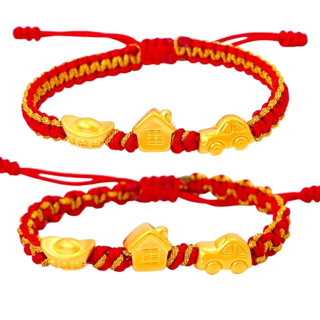 【福西珠寶】雙119999黃金彌月金飾 兒童彌月編織手鍊紅繩 滿月禮生日禮(金重：0.17錢正負0.03錢)