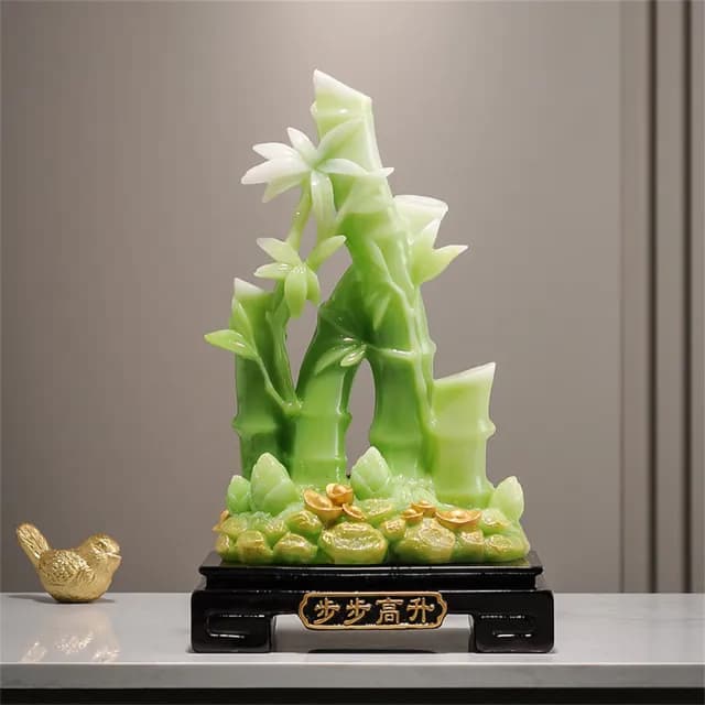 【超微米】新中式步步高升擺件 富貴竹子 玄關客廳辦公室裝飾品 喬遷禮物(風水招財擺件19.5*11*31.5CM)