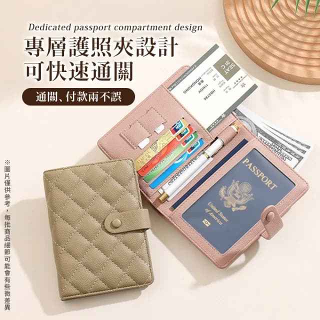 【Her】雙11 RFID防盜 護照套 菱格紋護照夾 多層收納 證件夾 護照夾 收納卡夾 sim卡收納 零錢包(出國旅遊必