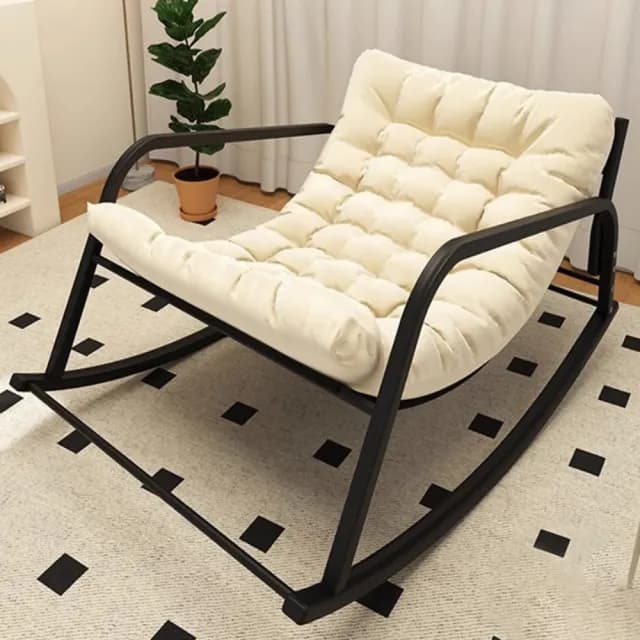 【思凱琪】雙人搖搖椅 躺椅 家用客廳陽台懶人沙發 可躺可睡軟包休閒椅 雙人沙發(三防科技布 附手袋 搖椅)