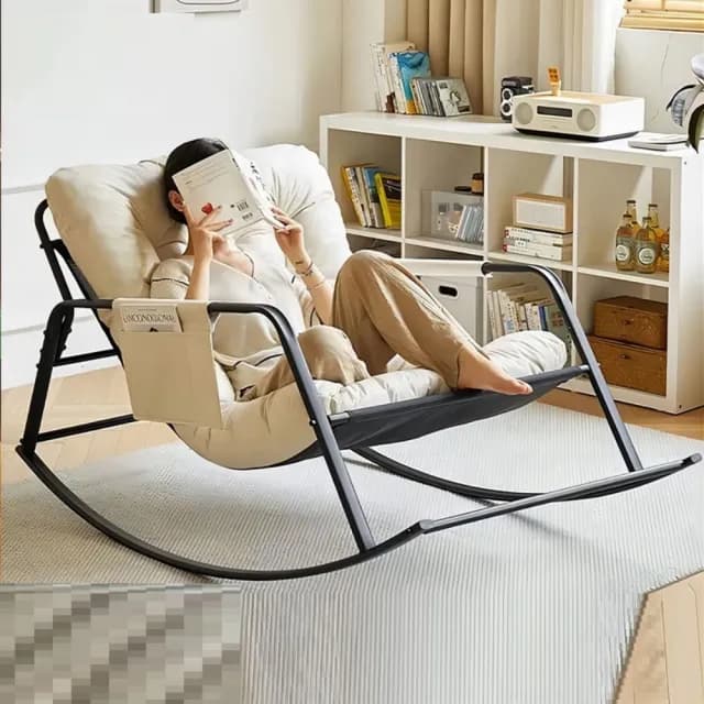 【思凱琪】雙人搖搖椅 躺椅 家用客廳陽台懶人沙發 可躺可睡軟包休閒椅 雙人沙發(三防科技布 附手袋 搖椅)