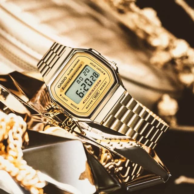 【CASIO 卡西歐】復古風潮經典方形電子錶/黃(A168WG-9W)