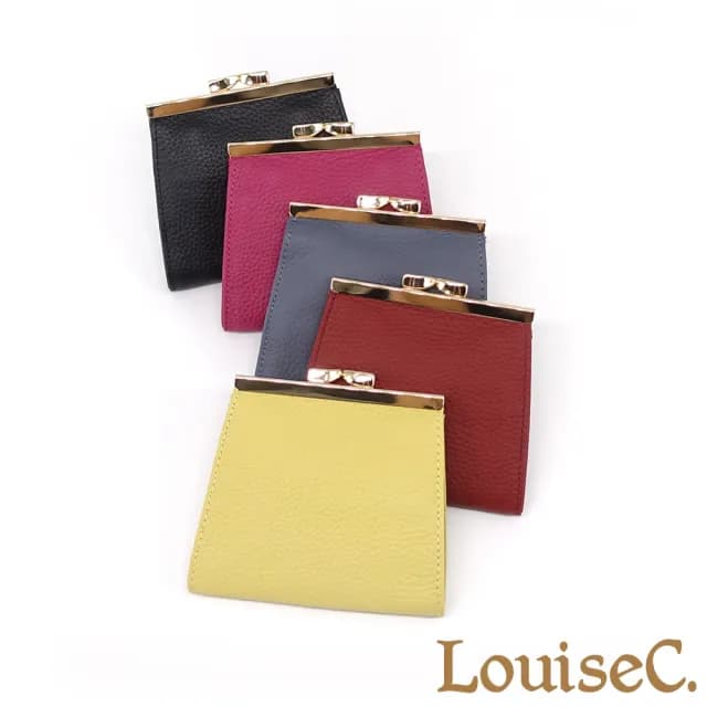 【LouiseC.】Tree House 牛皮口金釦零錢包短夾-5色(YS2610)