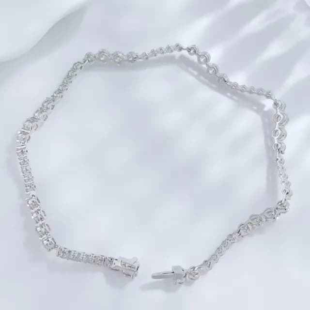 【鉅曜】18K白金 流光豪華時尚排鑲滿鑽手鍊 （培育鑽石 鑽石 真鑽(培育鑽石 鑽石手鍊 鑽石)