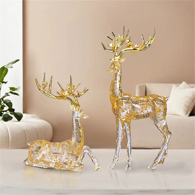 【超微米】招財鹿擺件一對 客廳玄關酒櫃裝飾品 辦公室桌面擺件 喬遷送禮(風水招財鹿擺件)