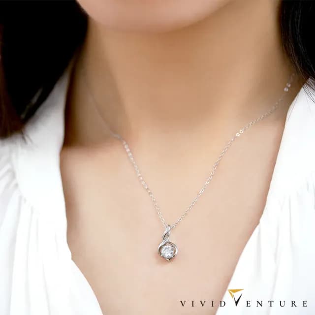 【Vividventure 亞帝芬奇】雙11限時購 925純銀 30分 G-H 天然鑽石 真鑽 項鍊 心。繞