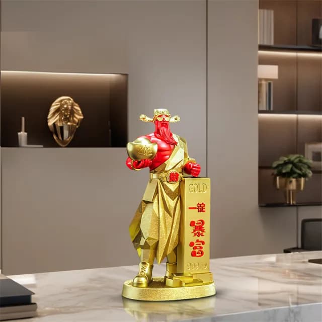 【超微米】一錠暴富 肌肉財神爺擺件 公司店鋪收銀前台裝飾品 喬遷開業禮品(財神爺擺件 小號)