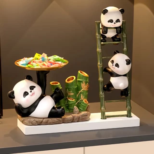 【超微米】熊貓鑰匙收納玄關擺件 高級感小眾入戶客廳家居裝飾品(喬遷新居禮物)