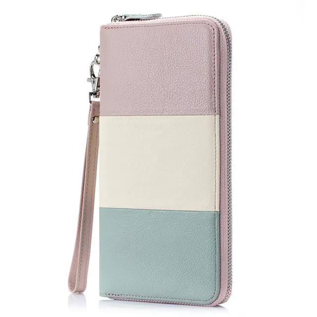 【LEEHER】雙11 女生錢包/多卡位大容量錢夾/三色拉鍊錢包/長夾/真皮手拿包/長款錢包