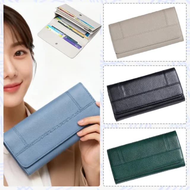 【LEEHER】雙11 真皮錢包/拼接車縫錢夾/多卡位手拿包/長款錢包/長夾/女生錢包