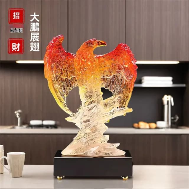 【超微米】大展宏圖老鷹擺件 雄鷹展翅 辦公室桌面裝飾品 喬遷開業禮品(風水招財擺件18*10*27CM)