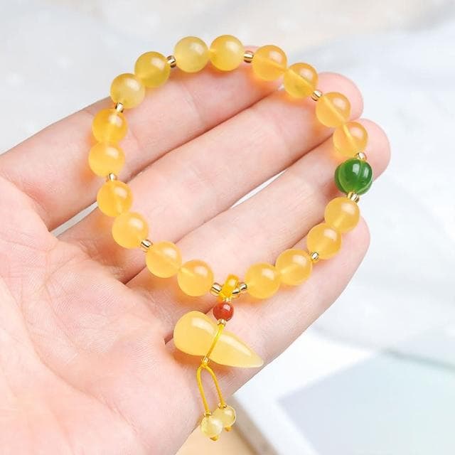 【LEESA】玉手鍊\佛珠\蜜蠟手串\圓珠手串\琥珀蜜蠟手鍊\保平安手鍊\玉葫蘆\簡約飾品\送女生\生日禮物