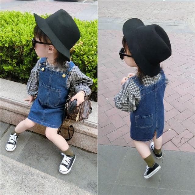 【Arbea】女童牛仔背帶裙春夏新款韓版吊帶連衣裙洋氣網紅長裙子兒童童裝 C288