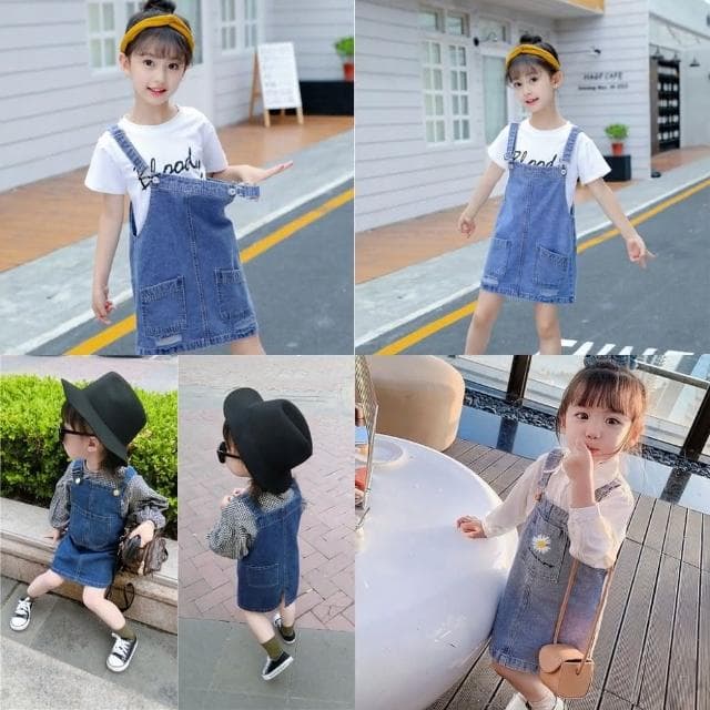 【Arbea】女童牛仔背帶裙春夏新款韓版吊帶連衣裙洋氣網紅長裙子兒童童裝 C288
