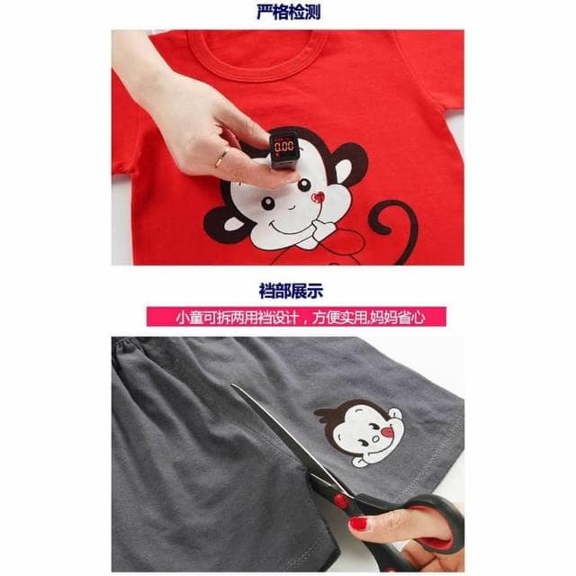 【Arbea】夏季薄款兒童短袖兩件式套裝純棉女童夏裝男童t卹衣服韓版童裝大中小童女童男童 C555