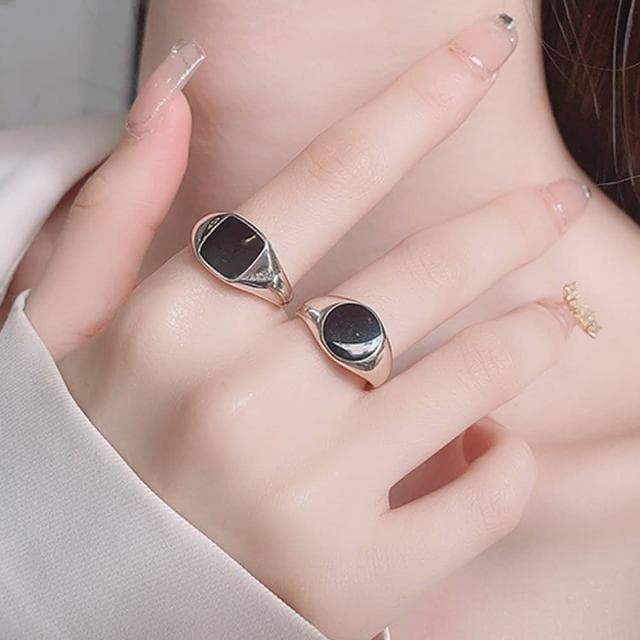 【MoonDy】戒指 純銀戒指 嘻哈戒指 歐美戒指 情侶戒指 黑色戒指 龐克戒指 ins戒指 可調節戒指  小禮物