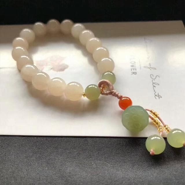 【KT DADA】送女友 生日禮物 手鍊女 手串 手鍊串珠 佛珠手鍊 和田玉手串 和田玉手鍊 煙紫色手鍊 招財手鍊