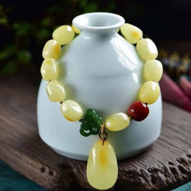 【KT DADA】送長輩 碧玉手鍊 南紅手串 女飾品 送女生 禮物 吊墜手鍊 玉手鍊 天然蜜蠟手鍊 黃蜜蠟手串