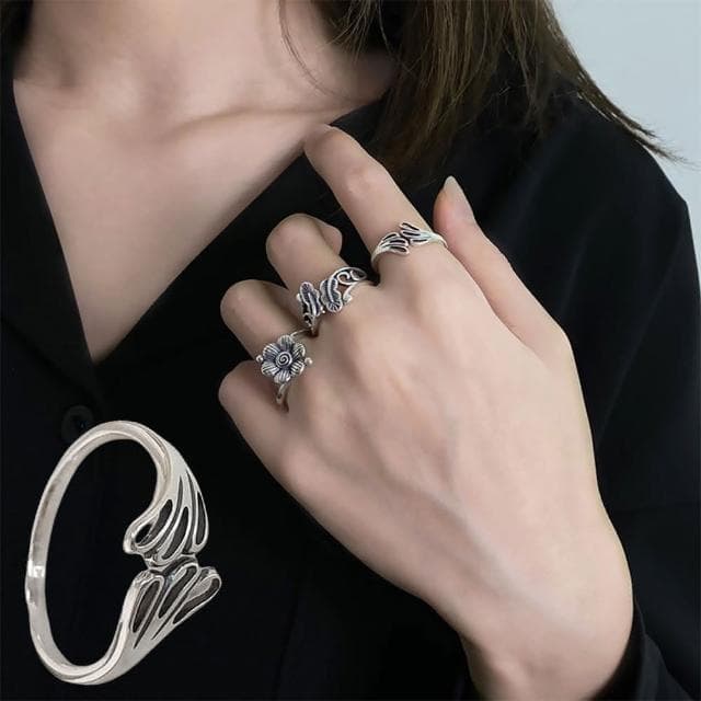 【LEESA】小眾戒指\霧面戒指\生日禮物\質感小物\復古戒指\純銀戒指\開口戒指\日系戒指\韓國戒指\仿舊戒指