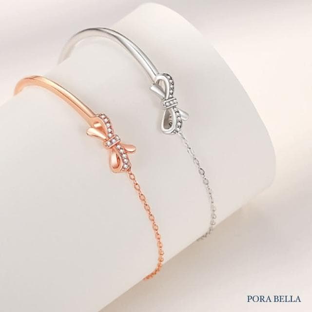 【Porabella】925純銀 蝴蝶結手鍊 輕奢ins小香風 滿鑽少女心手鏈 情人節禮物 Bracelets