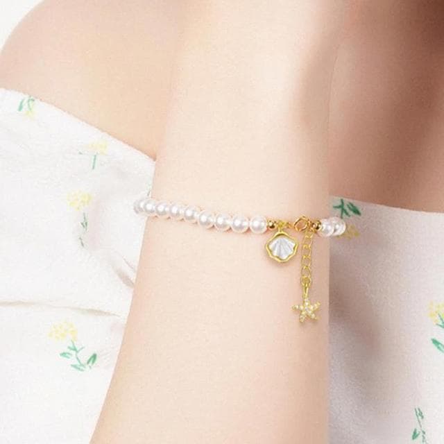 【MoonDy】珍珠手鍊 純銀手鍊 女生手鍊 可調節 情人節生日禮物 送女友 純銀釦環 手鍊 飾品 淡水珍珠