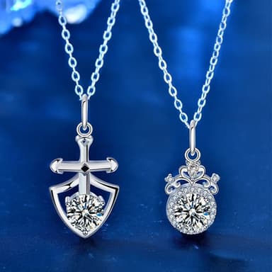 【MoonDy】情侶項鍊 對鍊 鋯石項鍊 皇冠項鍊 鎖骨鍊 吊墜飾品 純銀情侶項鍊 生日禮物 盾牌項鍊 情侶禮物