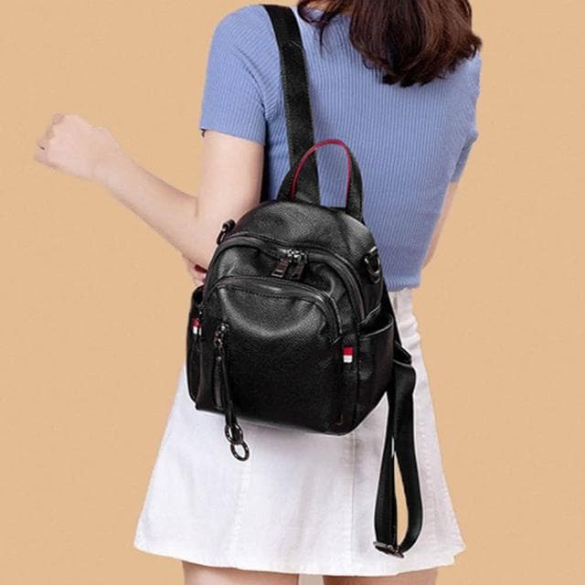 【LEESA】軟皮包包\2way包\小背包\後背包\小包包\女生包包\韓國後背包\肩背包\多功能包\黑色包包\女生禮物