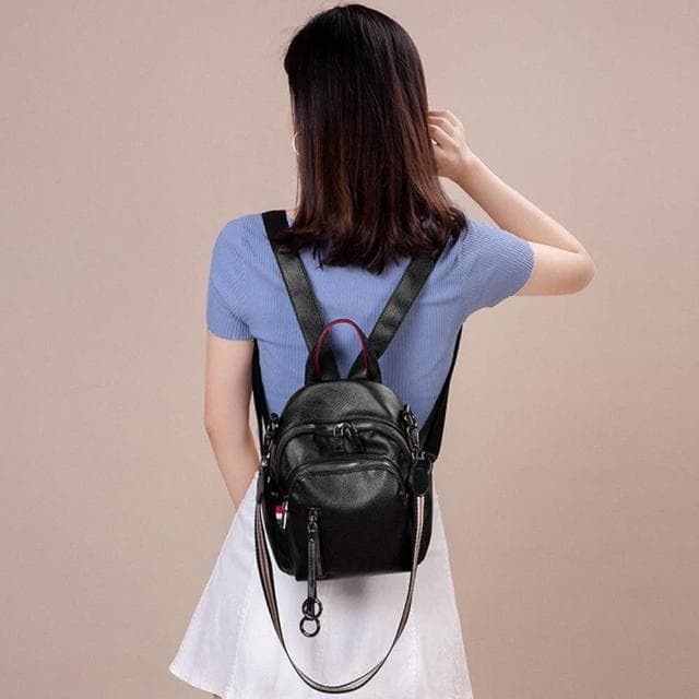 【LEESA】軟皮包包\2way包\小背包\後背包\小包包\女生包包\韓國後背包\肩背包\多功能包\黑色包包\女生禮物