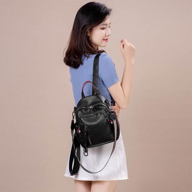 【LEESA】軟皮包包\2way包\小背包\後背包\小包包\女生包包\韓國後背包\肩背包\多功能包\黑色包包\女生禮物