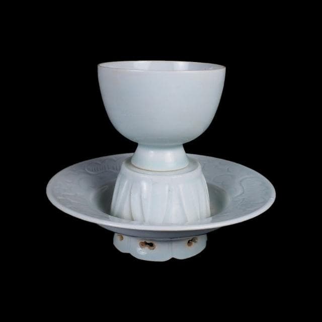 《博古珍藏》宋 湖田窯影青盞托 早期收藏 老件茶杯文物 博物館級瓷器