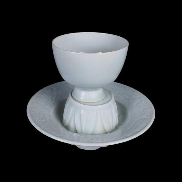 《博古珍藏》宋 湖田窯影青盞托 早期收藏 老件茶杯文物 博物館級瓷器