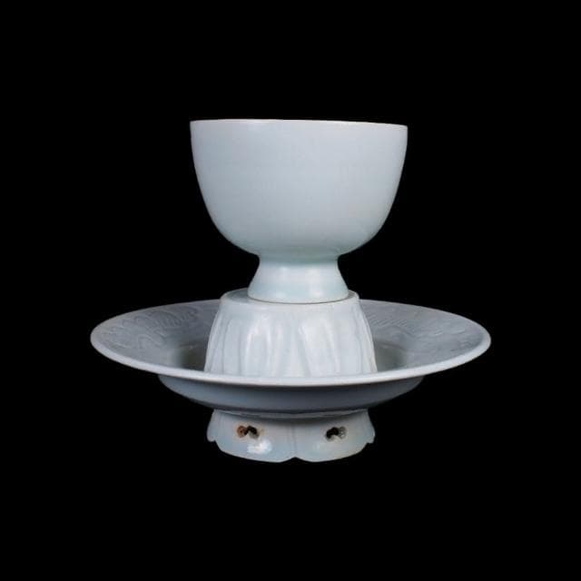 《博古珍藏》宋 湖田窯影青盞托 早期收藏 老件茶杯文物 博物館級瓷器