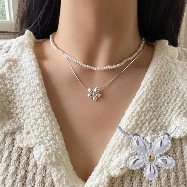 【KT DADA】簡約項鍊 蛇骨項鍊 細項鍊 銀項鍊 送禮 女生禮物 小雛菊項鍊 小花項鍊 純銀項鍊 女項鍊 韓國項鍊 日系項鍊