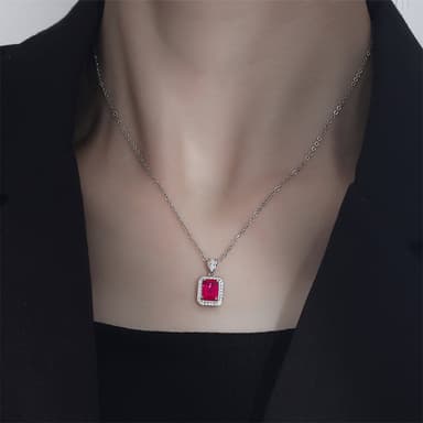 【KT DADA】項鍊 飾品 純銀項鍊 高碳石項鍊 生日禮物鎖骨鏈 紅寶石項鍊 歐美項鍊 韓國項鍊 氣質項鍊 復古項鍊
