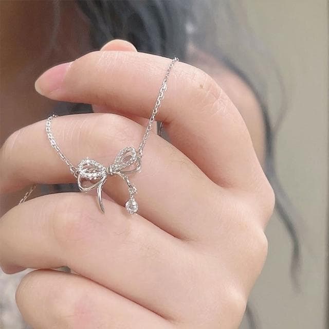 【KEDDY】女生項鍊 韓國項鍊 鎖骨項鍊 女朋友生日禮物 銀飾品 999純銀項鍊 小眾蝴蝶結 情人節禮物