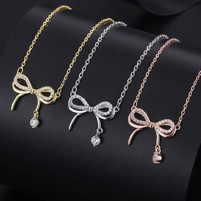 【KEDDY】女生項鍊 韓國項鍊 鎖骨項鍊 女朋友生日禮物 銀飾品 999純銀項鍊 小眾蝴蝶結 情人節禮物