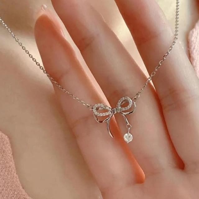 【KEDDY】女生項鍊 韓國項鍊 鎖骨項鍊 女朋友生日禮物 銀飾品 999純銀項鍊 小眾蝴蝶結 情人節禮物