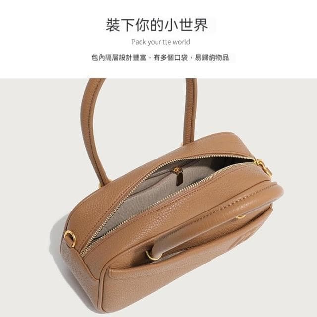 【LEESA】軟皮吐司包\保齡球包\新款包包\復古枕頭包\時尚百搭\小眾設計\腋下包\奶茶色包包\閨蜜禮物