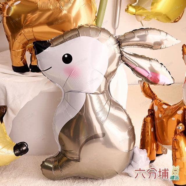 【六分埔禮品】31吋叢林兔子氣球-大尺寸-單入(韓風ins鋁質動物中秋節生日派對佈置裝飾)