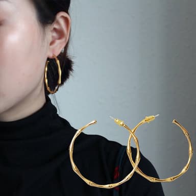 【MoonDy】歐美飾品 竹節造型耳環 大耳環 純銀耳環 純銀飾品 Y2K 閨蜜禮物 女生禮物  個性耳環