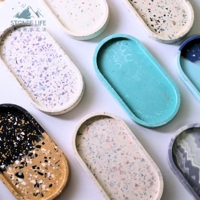 時硐STONE 長圓擺飾盤(手工 杯墊 收納 擺飾 飾品 收納  盆栽底盤  禮物 質感 療愈小物 裝飾品 盲盒擺放 精油擴香盤 裝飾 擴香石)
