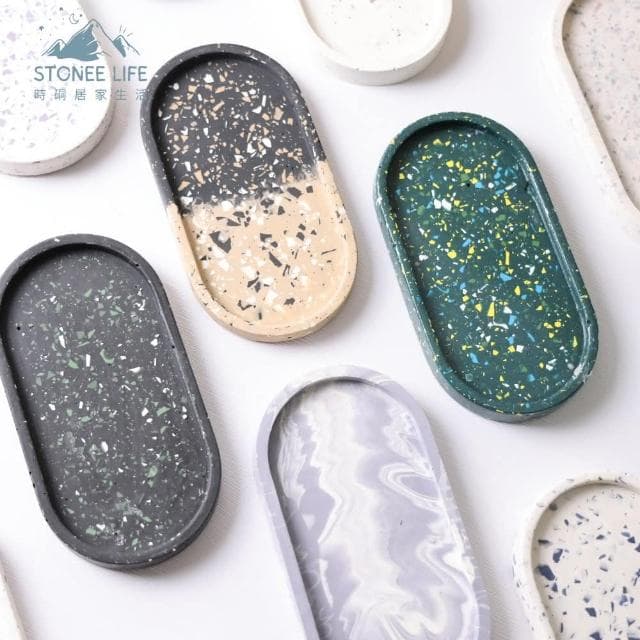 時硐STONE 長圓擺飾盤(手工 杯墊 收納 擺飾 飾品 收納  盆栽底盤  禮物 質感 療愈小物 裝飾品 盲盒擺放 精油擴香盤 裝飾 擴香石)
