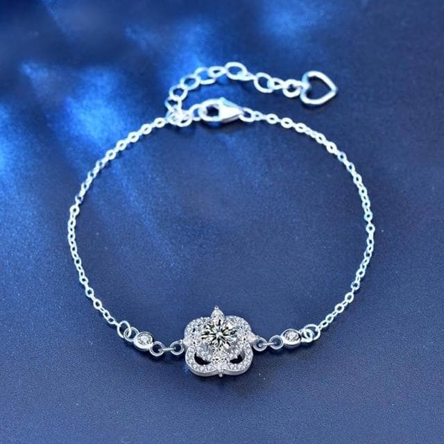 【LEESA】手鏈\高級飾品\女手環\小禮物\S925\莫桑石手鍊\手飾\女生禮物\情人節禮物\鈍銀手鏈\女生手鏈