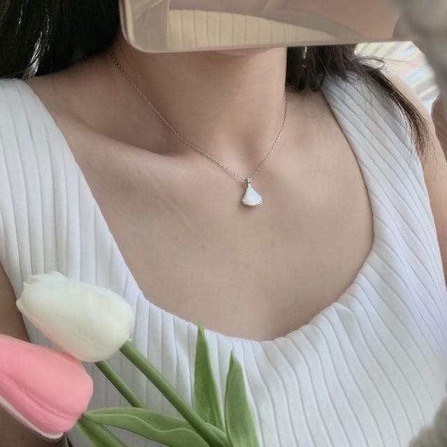 【LEESA】珍珠貝殼項鍊\銀飾品\韓國飾品\結婚禮物\純銀項鍊\造型珍珠項鍊\新娘飾品\高級飾品項鍊